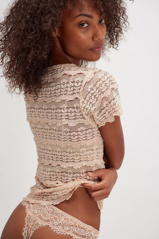 Free People Angelina Lace Baby Tee - Premium clothing at Lonnys NY - Just $68! Shop Womens clothing now 