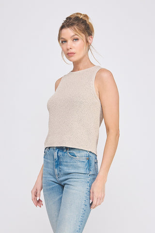 From Here to Eternity Shimmer Crochet Tank Top