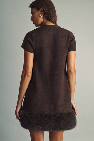 From Here to Eternity Faux Fur Trimmed Mini Dress
