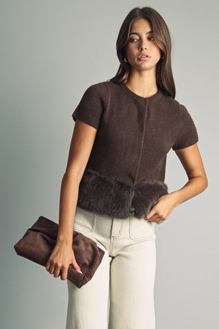 From Here to Eternity Fur Trimmed Button Up Sweater