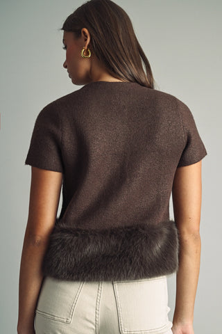 From Here to Eternity Fur Trimmed Button Up Sweater
