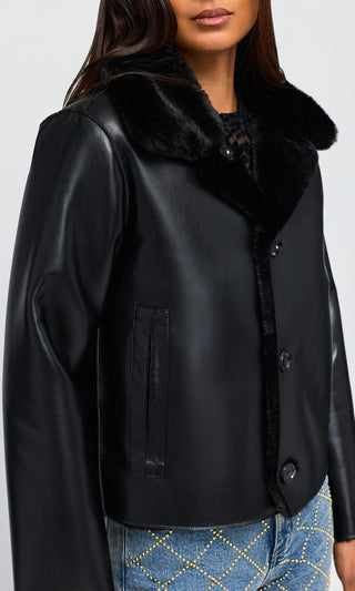 Generation Love Delphine Reversible Faux Leather Shearling Jacket