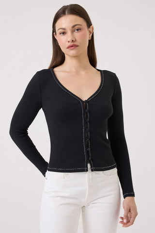 Goldie Celeste Metallic Micro Rib Cardigan