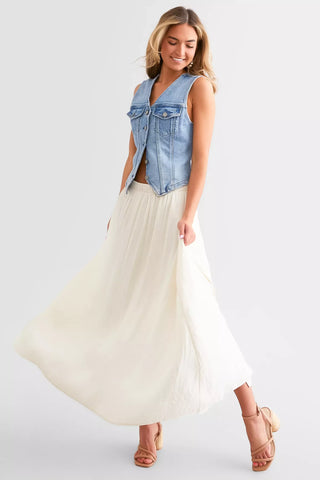 Hidden Fitted Denim Vest - Premium clothing at Lonnys NY - Just $83! Shop Womens clothing now 