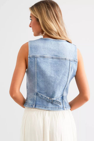 Hidden Fitted Denim Vest - Premium clothing at Lonnys NY - Just $83! Shop Womens clothing now 