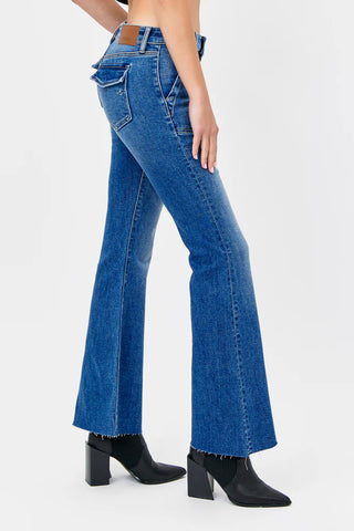 Hidden Happi Flare Patch Pocket Jeans - Premium clothing at Lonnys NY - Just $94! Shop Womens clothing now 