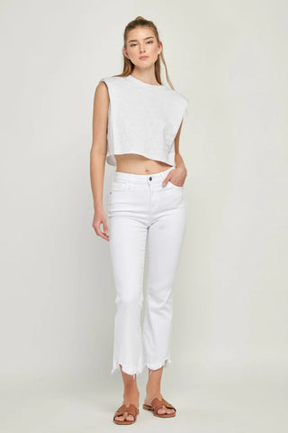 Hidden Happi Crop Flare Frayed Hem Jeans - Premium clothing at Lonnys NY - Just $82! Shop Womens clothing now 