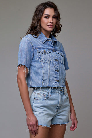 Hidden Short Sleeve Denim Jacket