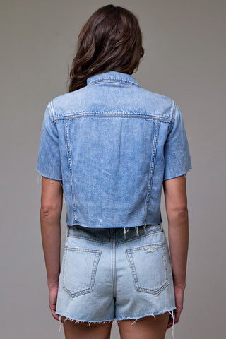 Hidden Short Sleeve Denim Jacket