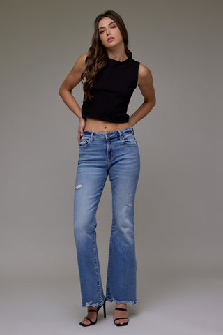Hidden Happi Flare Mid Rise Stretch Jeans