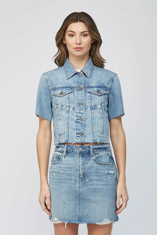 Hidden Rebel Short Sleeve Cropped Denim Jacket - Premium clothing at Lonnys NY - Just $98! Shop Womens clothing now 