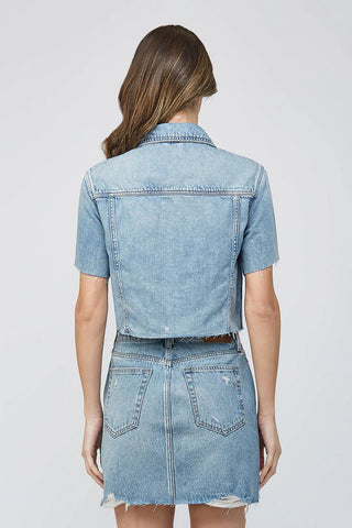 Hidden Rebel Short Sleeve Cropped Denim Jacket - Premium clothing at Lonnys NY - Just $98! Shop Womens clothing now 