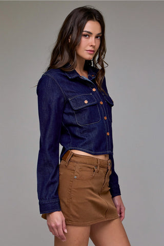 Hidden Denim Tapered Button Up Shirt