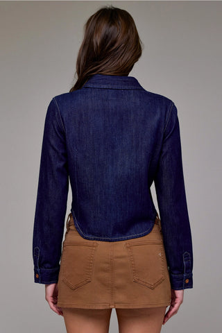 Hidden Denim Tapered Button Up Shirt