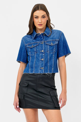 Hidden Rebel Cropped Denim Jacket - Premium clothing at Lonnys NY - Just $98! Shop Womens clothing now 