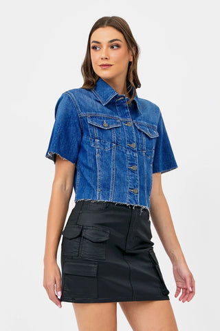 Hidden Rebel Cropped Denim Jacket - Premium clothing at Lonnys NY - Just $98! Shop Womens clothing now 