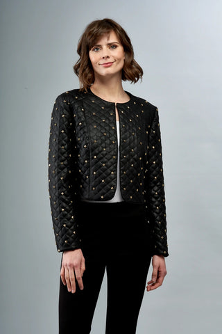 Insight Quilted Faux Vegan Leather Bolero with Studs