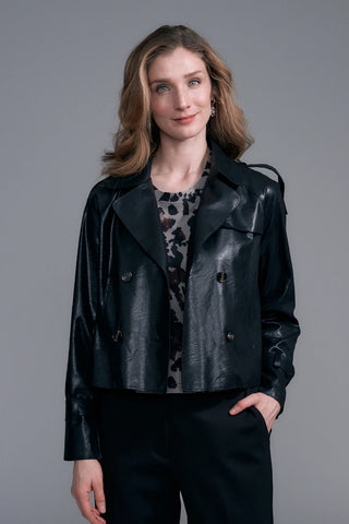 Insight Vegan Leather Cropped Trench Jacket