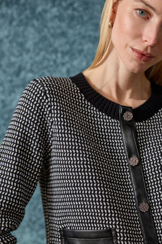 J Society Stone Button Trim Cardigan