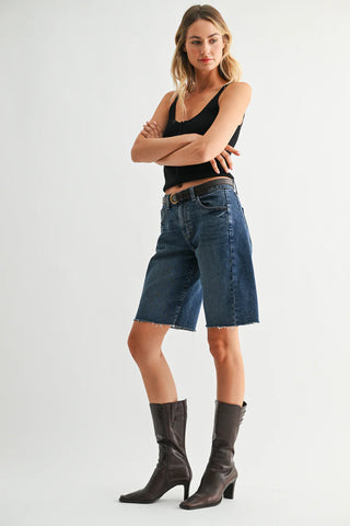 Just Black Seamed Longer Shorts