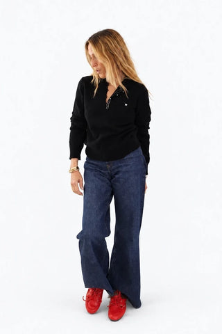 Kerri Rosenthal Femme Ruffle Henley Sweater