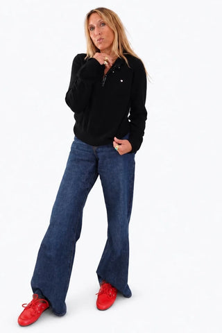 Kerri Rosenthal Femme Ruffle Henley Sweater