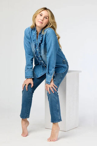 Kerri Rosenthal Molly Denim Shirt - Premium clothing at Lonnys NY - Just $248! Shop Womens clothing now 