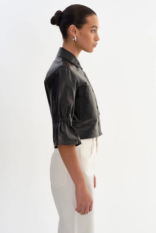 Lamarque Carolina Leather Ruffle Sleeve Jacket