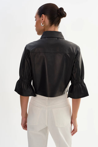 Lamarque Carolina Leather Ruffle Sleeve Jacket