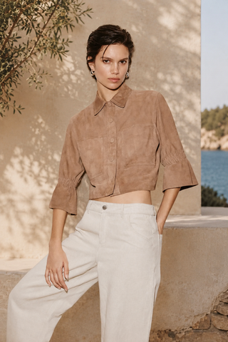 Lamarque Carolina Suede Ruffle Sleeve Jacket