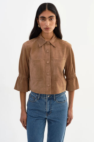 Lamarque Carolina Suede Ruffle Sleeve Jacket