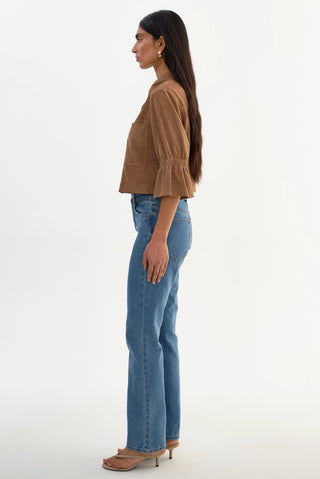 Lamarque Carolina Suede Ruffle Sleeve Jacket