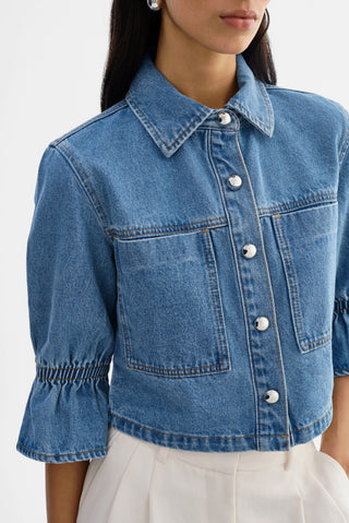 Lamarque Carolina Denim Ruffle Sleeve Jacket