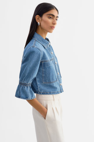 Lamarque Carolina Denim Ruffle Sleeve Jacket