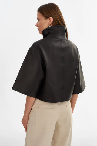 Lamarque Elin Funnel Neck Leather Jacket