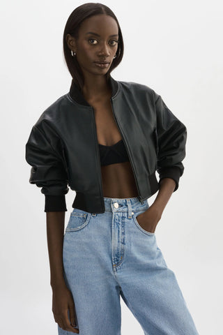 Lamarque Evelin Faux Cropped Bomber Jacket