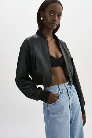 Lamarque Evelin Faux Cropped Bomber Jacket