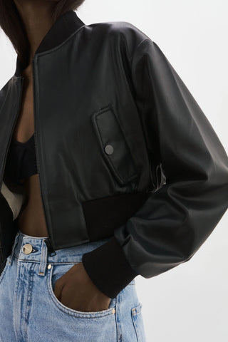 Lamarque Evelin Faux Cropped Bomber Jacket