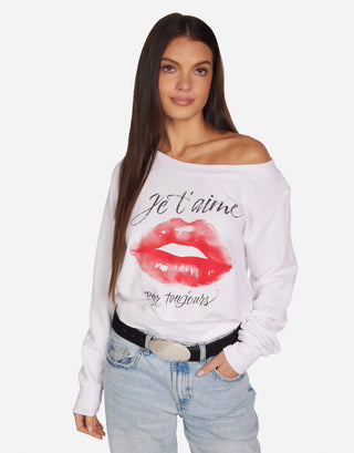 Lauren Moshi Bronwyn Je T'aime Off Shoulder Shirt
