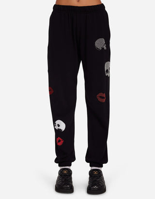 Lauren Moshi Chantria Studded Skulls and Lips Sweatpants - Premium clothing at Lonnys NY - Just $176! Shop Womens clothing now 