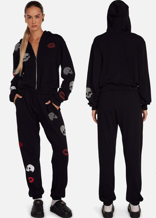 Lauren Moshi Chantria Studded Skulls and Lips Sweatpants - Premium clothing at Lonnys NY - Just $176! Shop Womens clothing now 