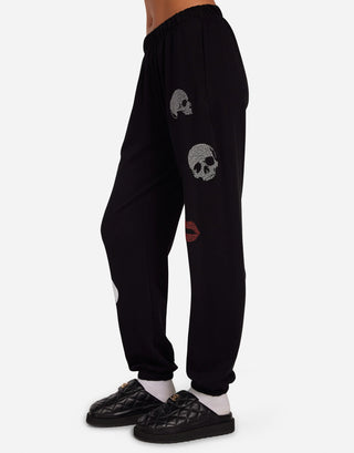 Lauren Moshi Chantria Studded Skulls and Lips Sweatpants - Premium clothing at Lonnys NY - Just $176! Shop Womens clothing now 