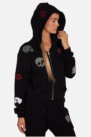 Lauren Moshi Lachelle Studded Skulls & Lips Hoodie - Premium clothing at Lonnys NY - Just $220! Shop Womens clothing now 