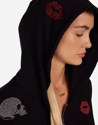 Lauren Moshi Lachelle Studded Skulls & Lips Hoodie - Premium clothing at Lonnys NY - Just $220! Shop Womens clothing now 