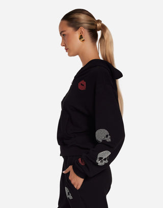 Lauren Moshi Lachelle Studded Skulls & Lips Hoodie - Premium clothing at Lonnys NY - Just $220! Shop Womens clothing now 