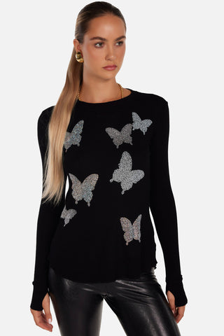 Lauren Moshi McKinley Crystal Butterfly Long Sleeve Shirt - Premium clothing at Lonnys NY - Just $158! Shop Womens clothing now 