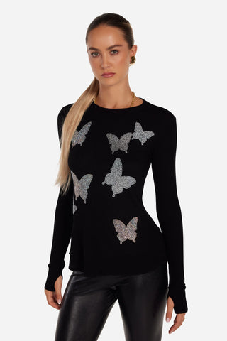 Lauren Moshi McKinley Crystal Butterfly Long Sleeve Shirt - Premium clothing at Lonnys NY - Just $158! Shop Womens clothing now 