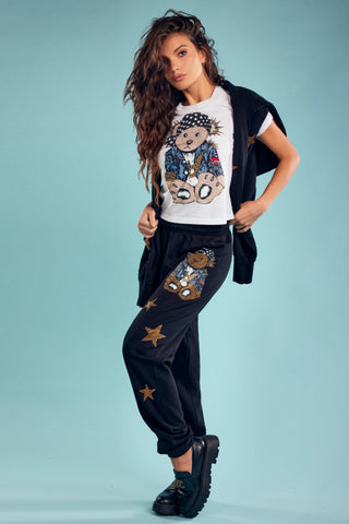 Lauren Moshi Tanzy Stud Rocker Teddy Sweatpants
