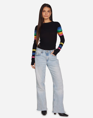 Lauren Moshi McKinley Butterfly Stripe Long Sleeve Tee