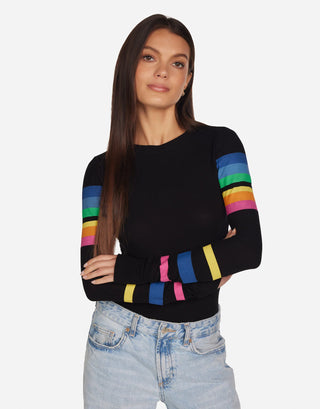 Lauren Moshi McKinley Butterfly Stripe Long Sleeve Tee